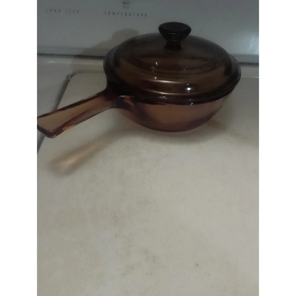 VTG Visions Corning Pyrex Amber 0.5 Liter Saucepan And Lid